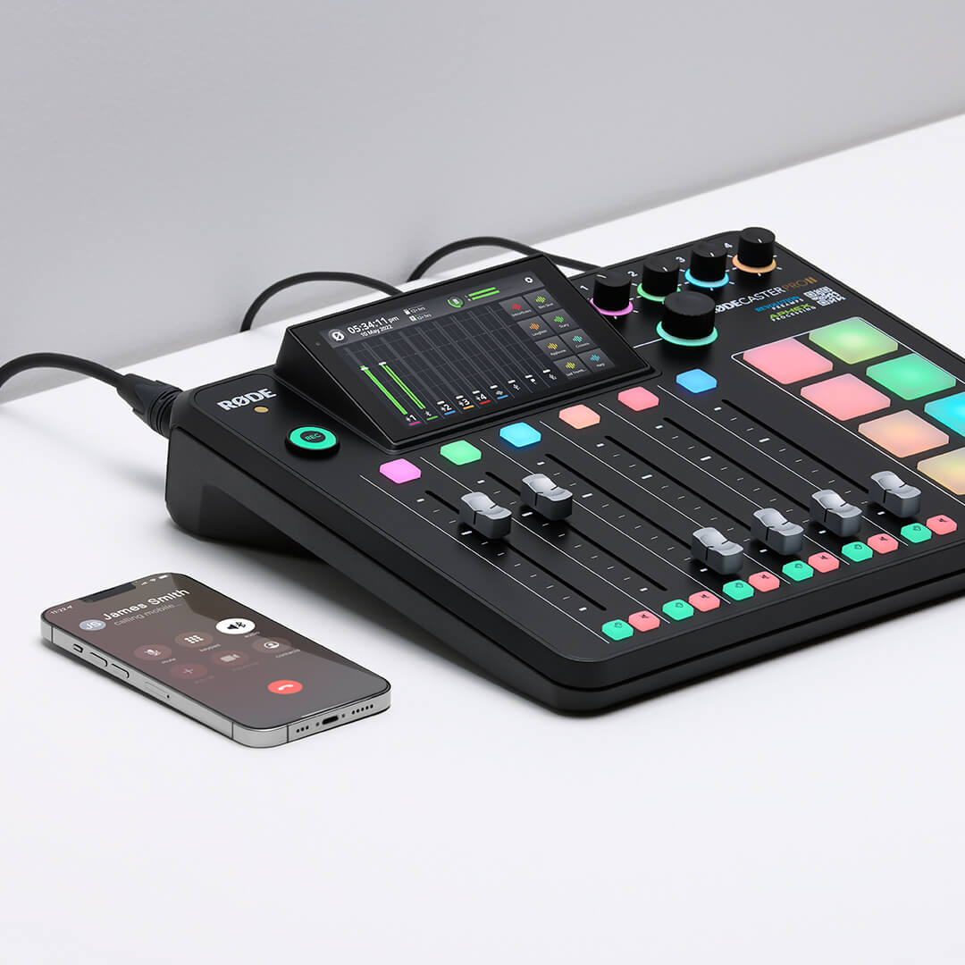 iPhone connected to RØDECaster Pro II via Bluetooth