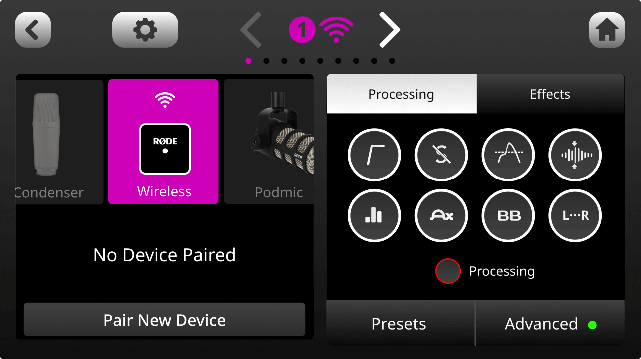 Wireless pairing option on RØDECaster