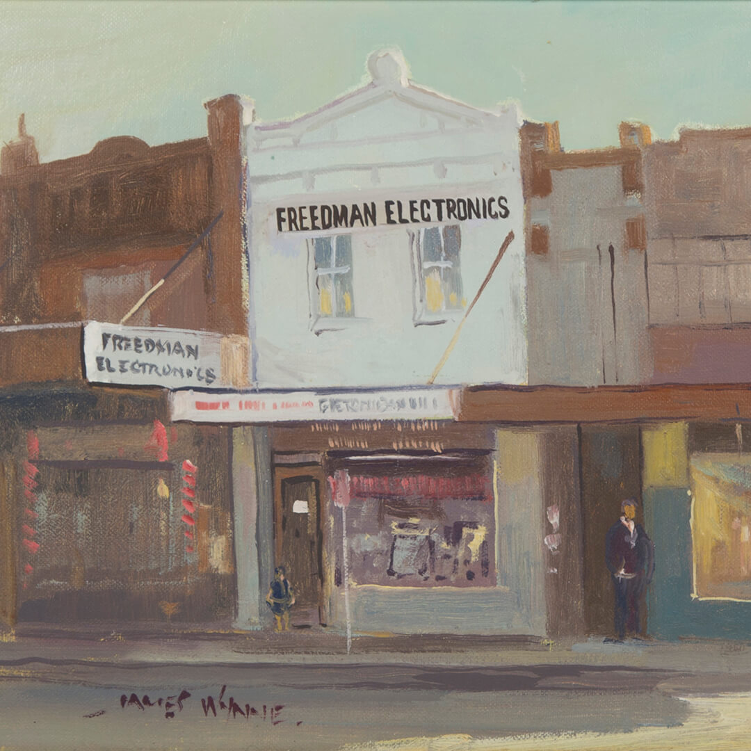 Painting of the Freedman Electronics building